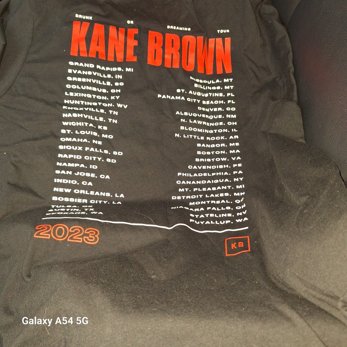 Kane Brown Drunk or Dreaming Tour T Shirt Size Xlarge View 2