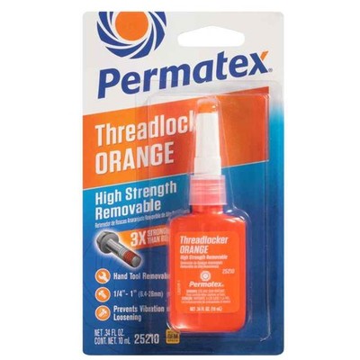 Permatex 25210 High Strength Removable Orange ThreadLocker 10ml (Pack of 1)