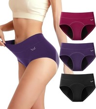 3Pack High Absorbency Incontinence Underwear for Women Washable Leakproof Pantie