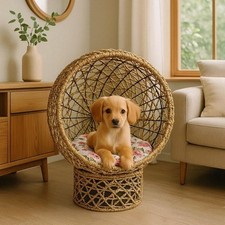 Pet Basket - Cozy Natural Seagrass Bed for Cats  Small Dogs,Small Animals.