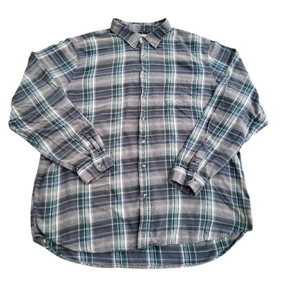 NorthCrest Flannel Shirt Men's Size 3XLT XXXL Tall Gray Long Sleeve Button Up