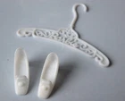 Vintage Barbie White Chunky Pilgrim Shoes & Logo Hanger For Mod Outfits
