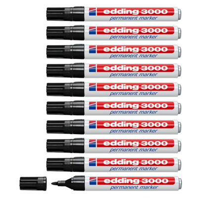 10 Stück edding 3000 Permanentmarker schwarz 1,5 - 3,0 mm