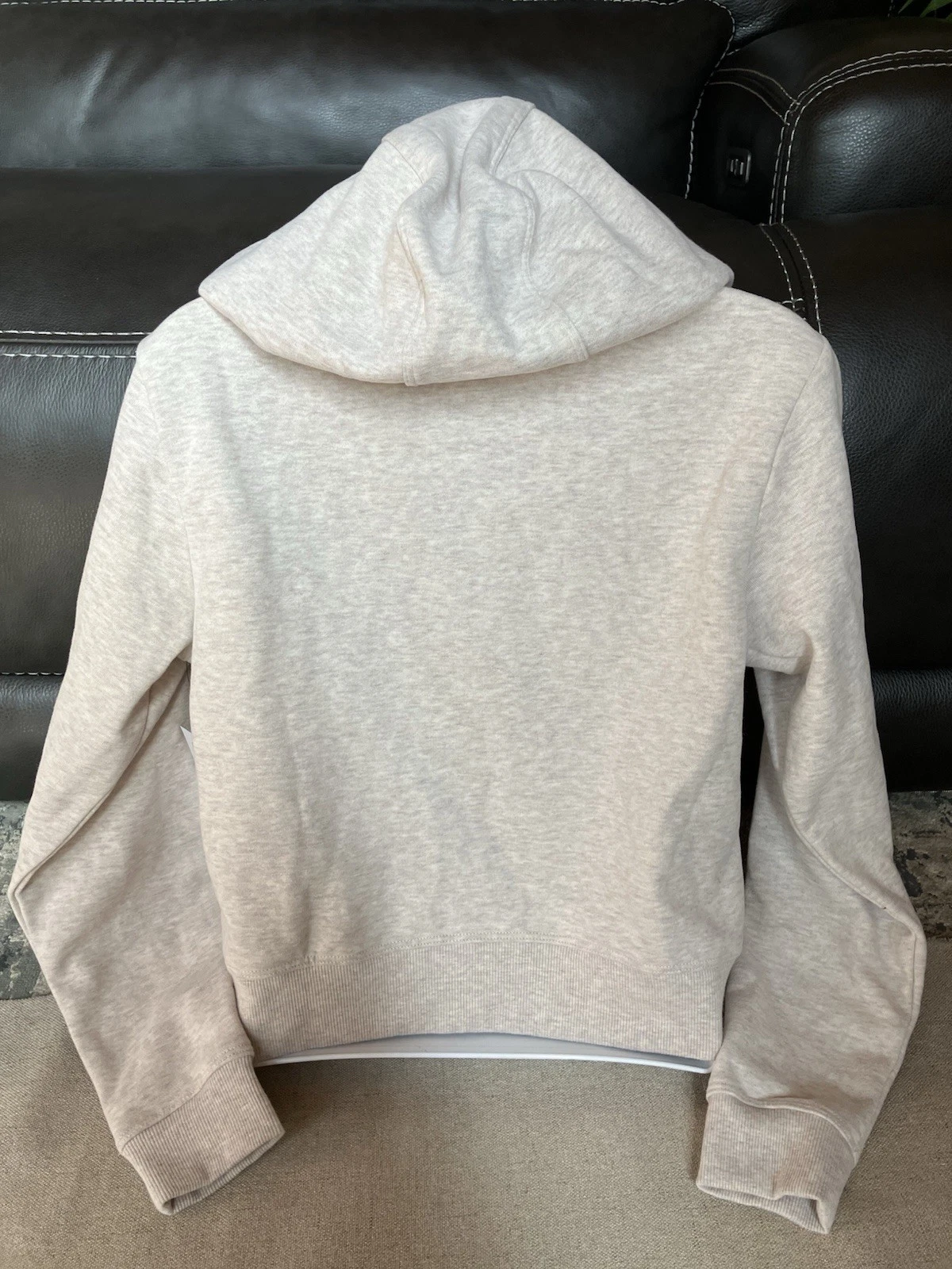 OFF WHITE DKNY Sport Felpa Donna Cropped Zip Up XS Felpa con Cappuccio Crema