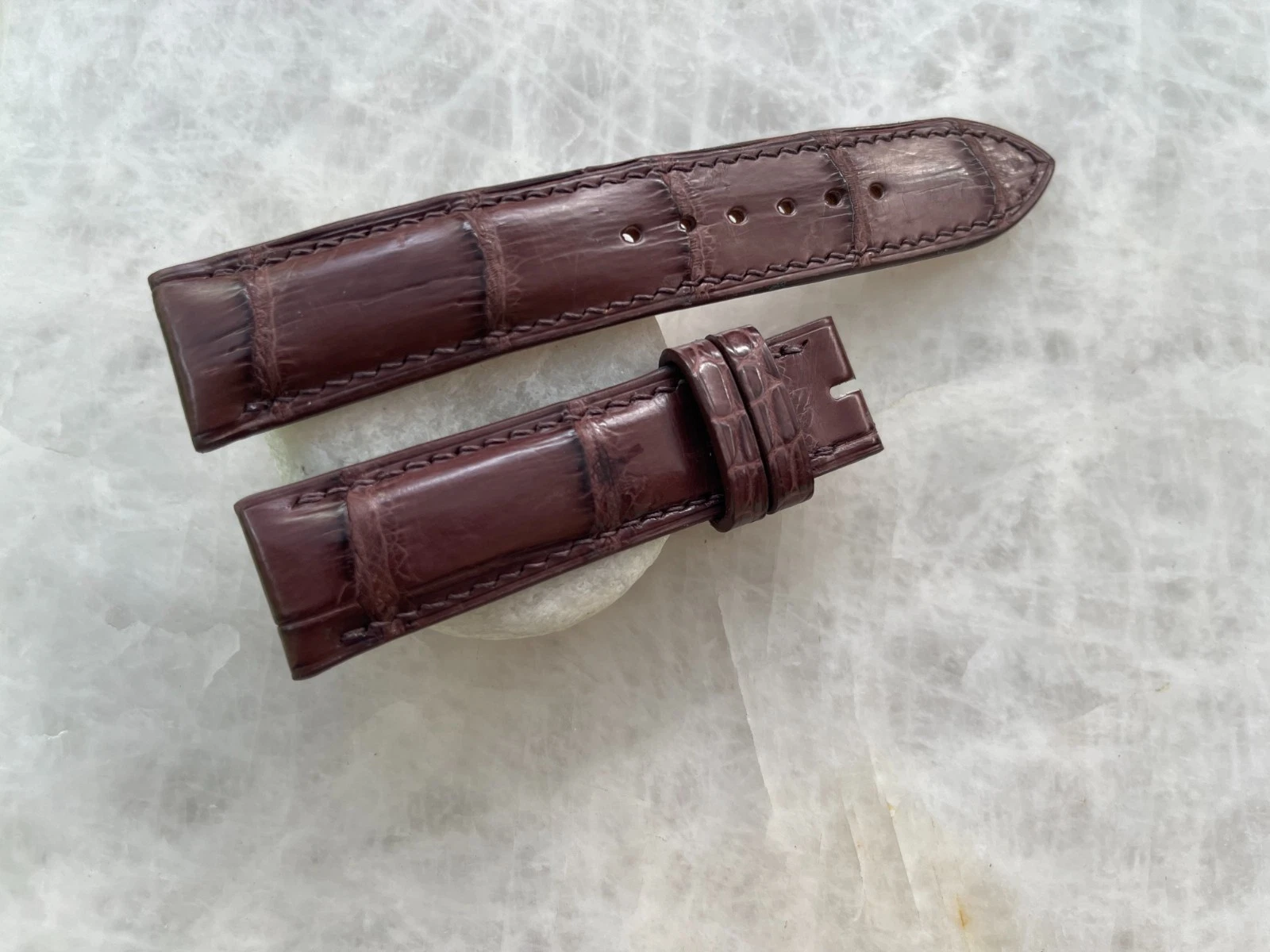 20mm/18mm Brown Alligator Crocodile Print Leather Watch Strap Band