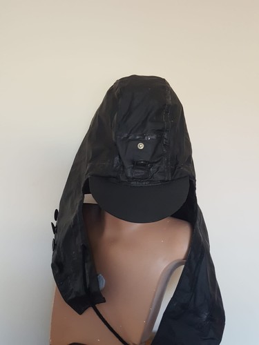 Vntg Royal Navy Foul Weather Deck Hood | Waxed Cotton Oilskin Sou'wester Ultra - Picture 18 of 18