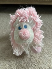 Vintage Kenner Disney Fluppy Dog Plush Yarn Puppy Pink 9"