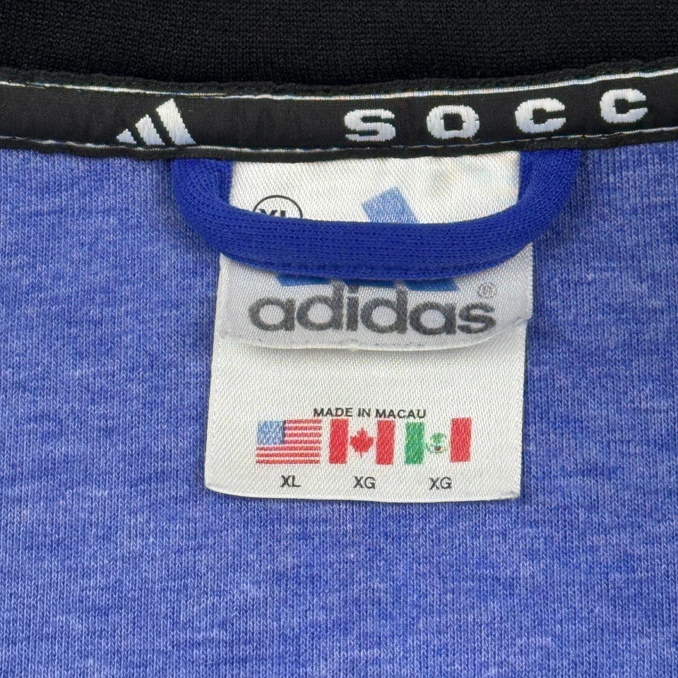 Jaqueta Adidas Masculina Extra Grande Azul Listrada Preta Zíper Completo Casaco de Futebol - Imagem 4 de 4