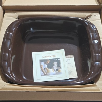 Longaberger Woven Traditions 8x8 Chocolate Pottery Baking Dish Oven Safe