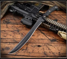 RMJ Tactical Drake Textured Black Cerakote MagnaCut Blade Black G-10 w/Sheath