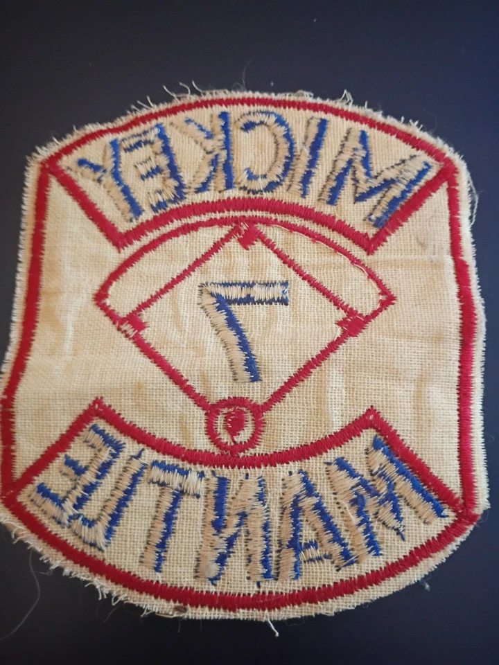 Rare NY Yankees Mickey Mantle Orig. 5" # 7 Patch Embroidered Union City, NJ 60s - Image 2 of 2