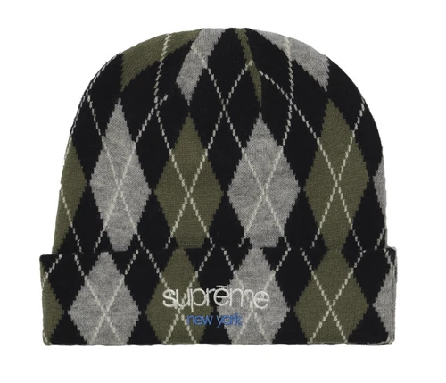 ? Casquette chapeau hiver SUPREME New York Argyle cachemire bonnet NOIR NEUVE LIVRAISON GRATUITE