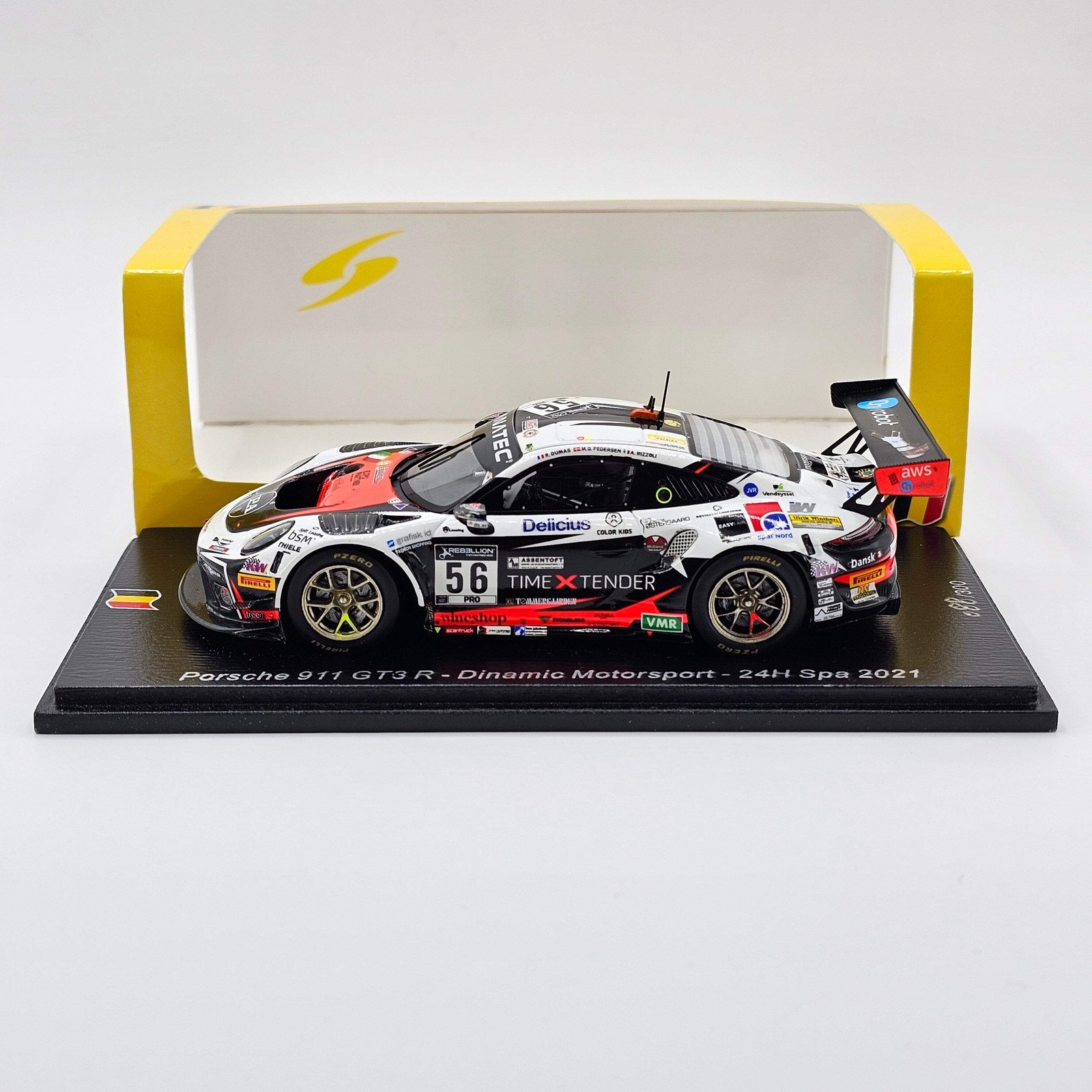 Spark Porsche 911 GT3R #56 Dinamic Motorsport 24Hrs Spa 2021 1/43 Scale SB475