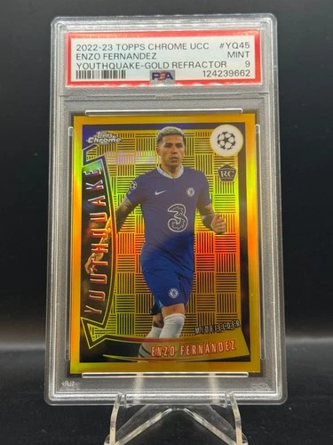 2022-23 Topps Chrome UEFA - Enzo Fernandez YouthQuake /50 RC - Chelsea PSA 9