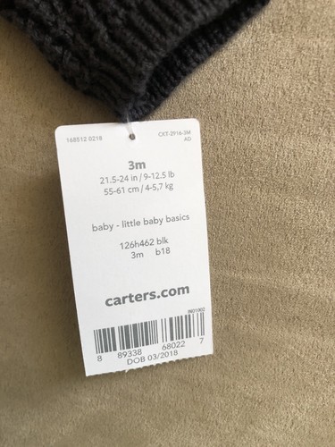 New Carters Baby Sweater Hoodie Cotton Knit w/ Bear Ears Gray - 3 Months Infant - Bild 6 von 8