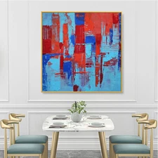 Abstract Hand painted Square Geometric Oil Painting Living Room Bedroom Dining