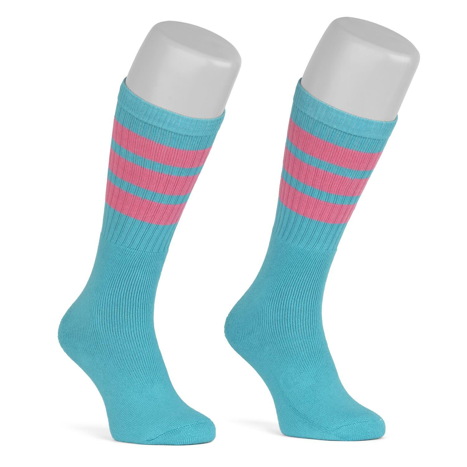 Skatersocks, 19-дюймовые американские носки-тюбики цвета морской волны, розовые в полоску