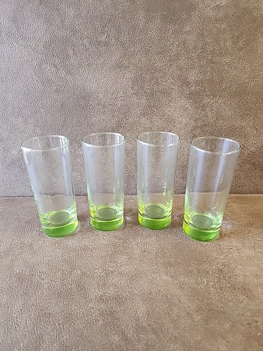 Vintage Libbey Crisa grün gewichteter Boden Trinkglas 4er Set Angebot 2 - Bild 4 von 9