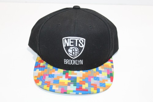 Vintage Brooklyn Nets Mitchell & Ness Colorful Patchwork Brim Snapback Hat RARE - Picture 4 of 7