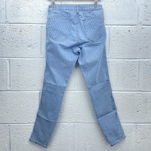 H&M BLUE STRIPED DENIM JEANS SKINNY ANKLE HIGH WAIST STRETCH DENIM Y2K UK 8 - Picture 2 of 4