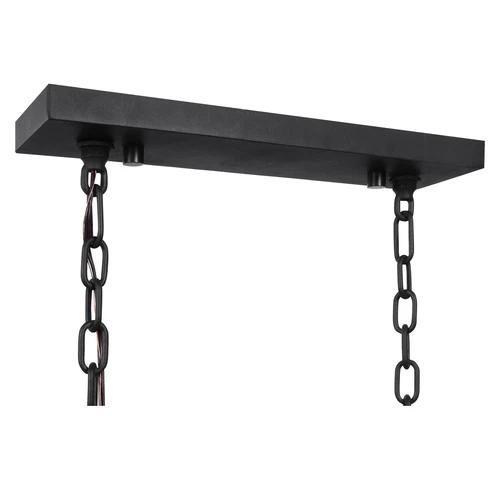 Modern Industrial Black I Beam Kitchen Island 6 Light | Pendant Glass Hurricane - Picture 3 of 9