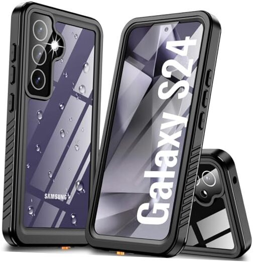 for Samsung Waterproof with Built-in Screen Galaxy S24 Case S24-Black