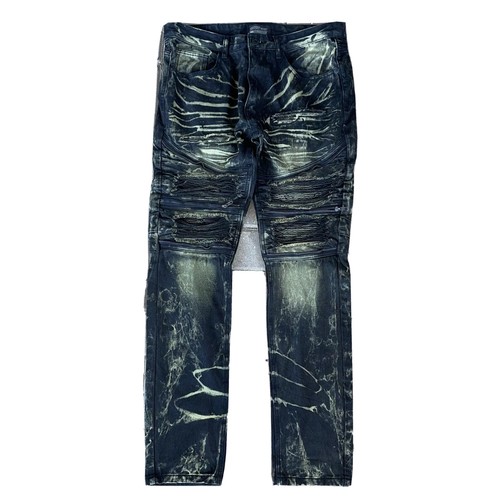 SMOKE RISE DISTRESSED ACID WASH DENIM 