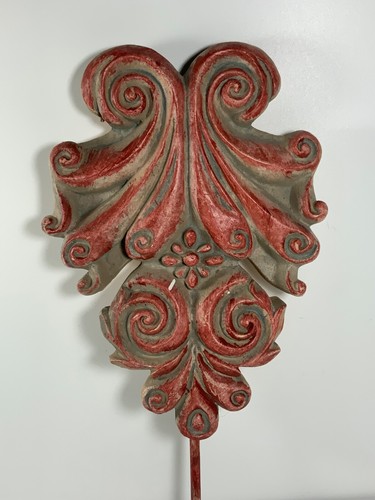 Heavy Distressed Red Resin & Metal Garment Hook 11 in. - Picture 2 of 7