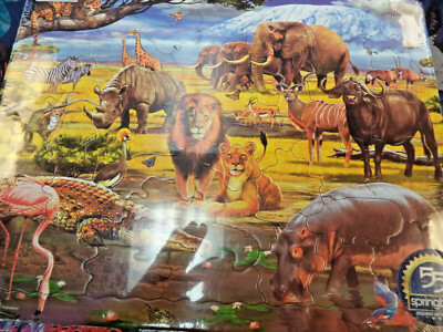 Savannah Animals Children's Educational 43 Pieces Larsen Kids Jigsaw Puzzle New!