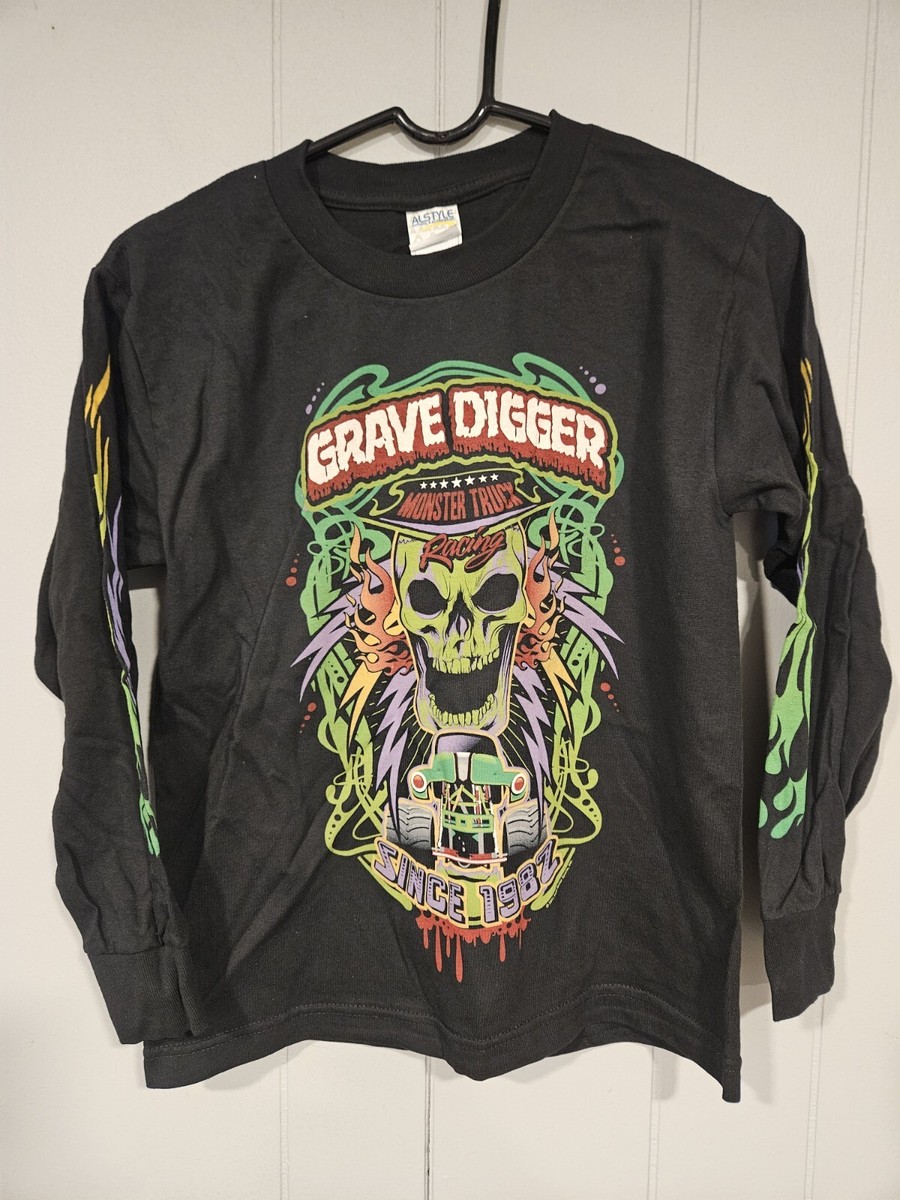 スペシャル 90s GRAVE DIGGER ロンT Tシャツ USA製 黒 M 90's GRAVE DIGGER モンスタートラック レーシングロンTシャツ ロング