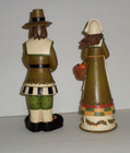 Thanksgiving Fall Pilgrims Man Woman Figurine Pumpkin Fruit Basket 11-12" — photo 2