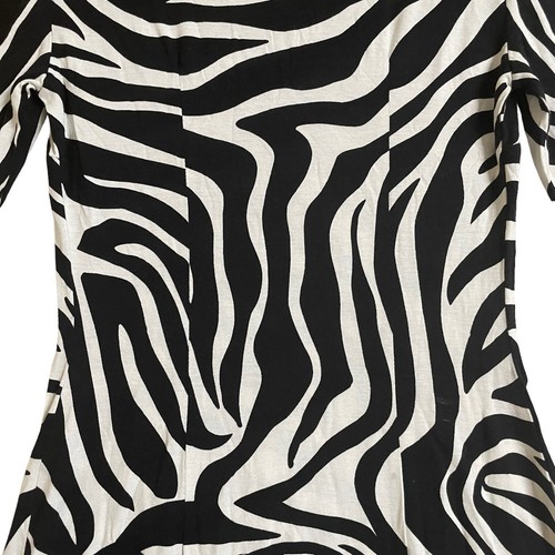 Joseph Ribkoff Dress Size 6 Black Brown Animal Print Bodycon 3/4 Sleeve Womens - Picture 9 of 13