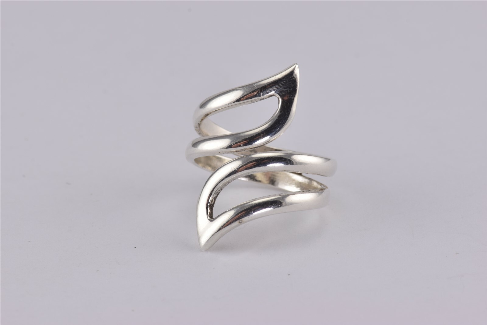 Sterling Silver Solid 29mm Swirled Open Work Bypa… - image 6