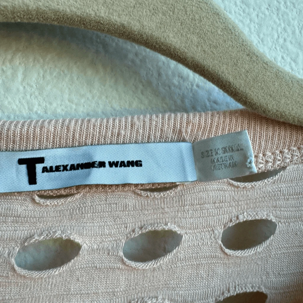 Alexander Wang Mini Abito Traforato Rosa Manica Lunga Street Style Taglia XS