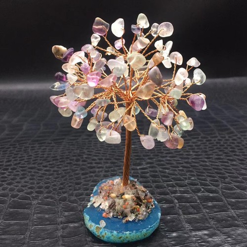 Natural Rainbow Fluorite Crystal Christmas Tree Healing Decorate Agate Base 1PC - Picture 10 of 14