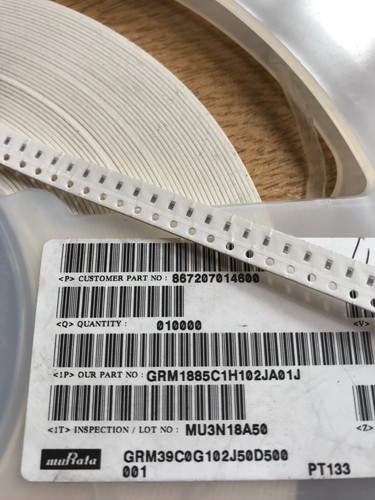 Cap Ceramic 0.001uF 50V C0G 5% GRM1885C1H102JA01 by Murata 100pcs per sale Z4057 - 第 1/1 張圖片