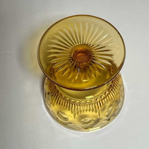Amber Glass Sherbet Cup Bartlett Collins Manhattan Bulls Eye  Stemmed 3 1/2" - Bild 11 von 11
