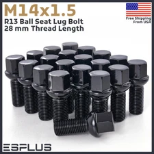 [20pc]M14X1.5 Black Ball Seat lug bolts 28/45mm Shank Fits Mercedes Stock Wheel