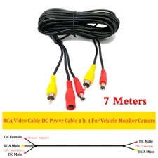 7M Car RCA Power Audio Video AV Cable Extension Wire For Auto Reversing Camera