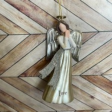 LOVE Angel with metal wings Christmas Ornament glitter