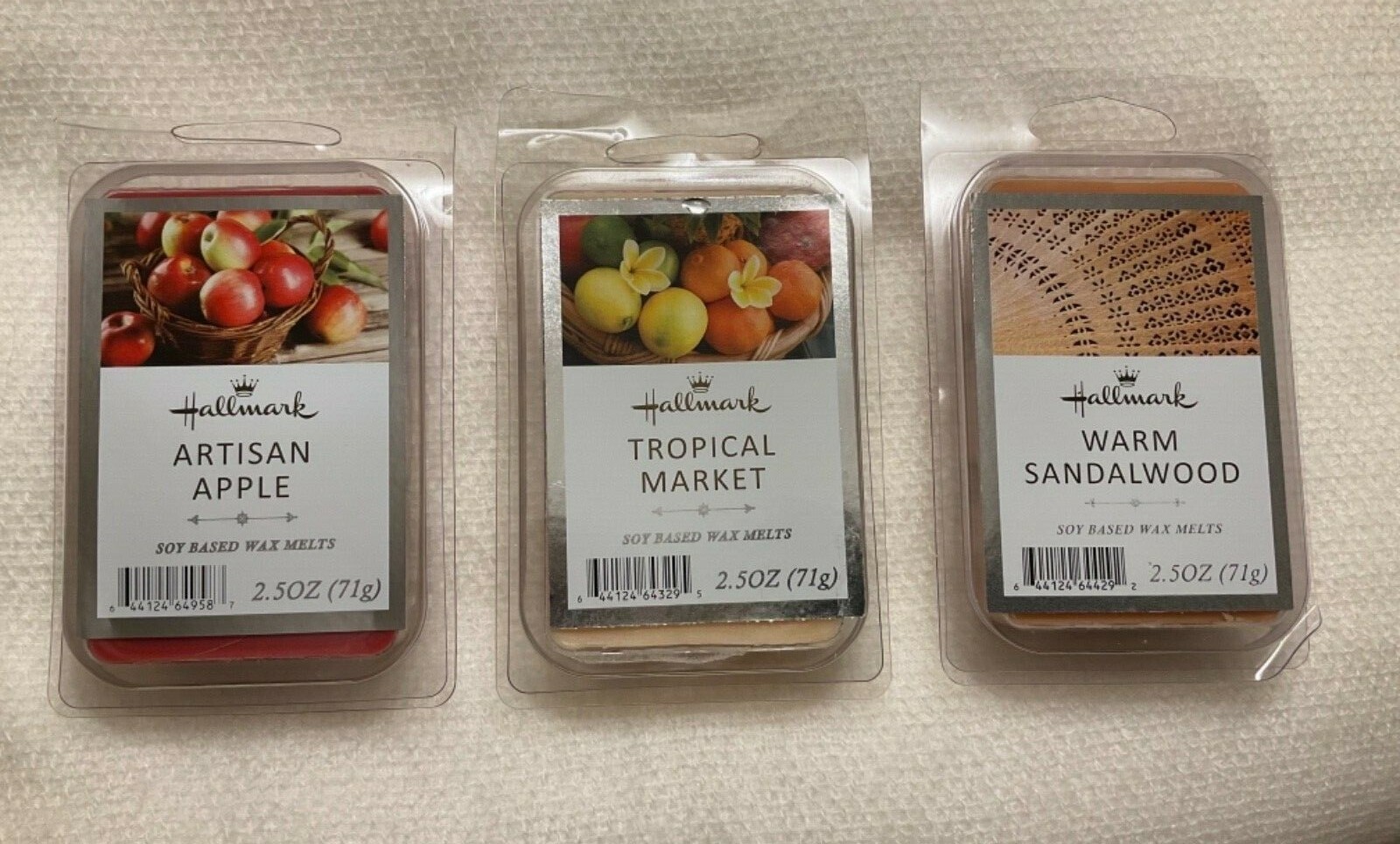 Lot of 3 Hallmark Wax Melts 2.5 oz ea. Soy Based Apple Tropical and