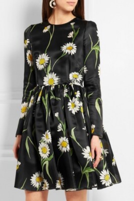 dolce and gabbana silk organza dress Long polka-dot silk organza dress with feathered details