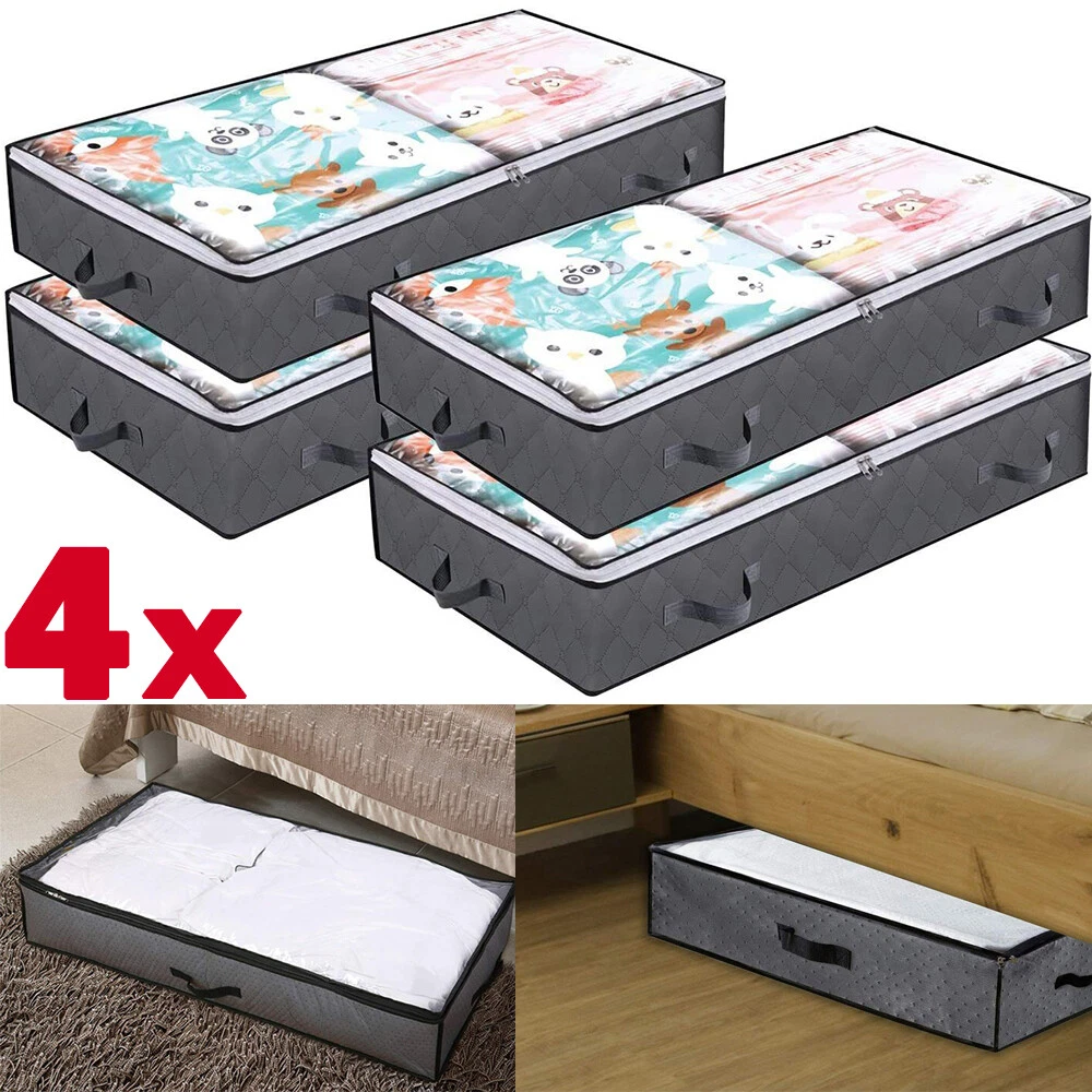 4 Pack Underbed Storage Boxes with Lids Large Under Bed Storage