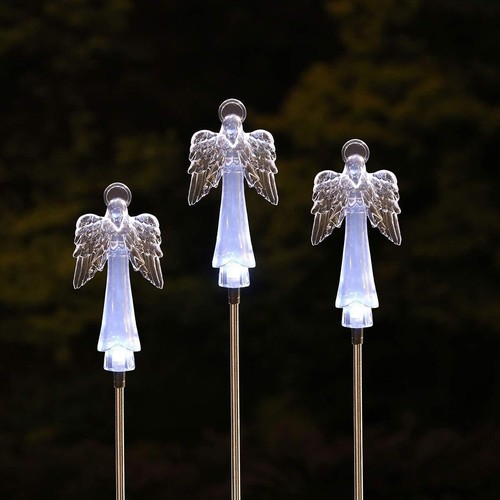 Solar Angel with Halo Lights, LED Garden Stake Outdoor Yard Landscape Decor LED - Picture 3 of 4