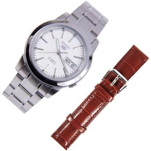 Seiko 5 Automatic SNKE49K1 SNKE49 SNKE49K White Dial Watch PROMO Leather  Strap 4954630000000 | eBay