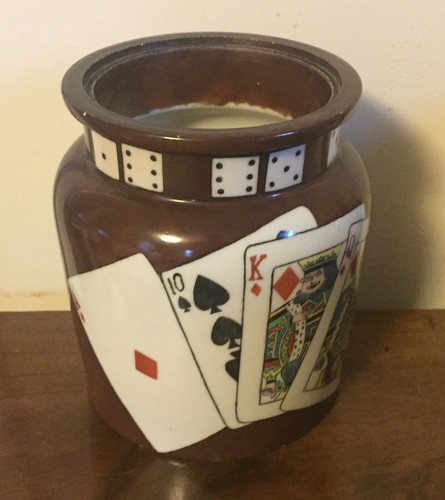 T&V Limoges France Porcelain Tobacco Jar Humidor Vase Urn Playing Cards - Picture 10 of 12