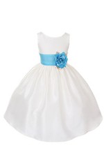 Poly Silk Flower Girl Pageant Dress w/Sash and Flowers Infant-14 years -IV/AQUA
