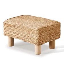  Seagrass Footstool Ottoman Rectangular Footrest Pouf Ottomans with Natural