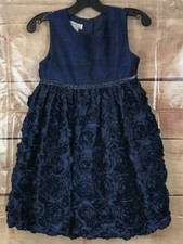 Pippa  Julie Girls 6 Party Bubble Hem Dress Navy Bow Tie Back Button High Waist