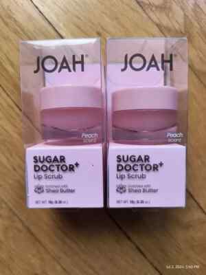 Joah Sugar Doctor Lip Scrub w/ Shea Butter 0.33oz JLTS01 Peach Scent 2 Jars